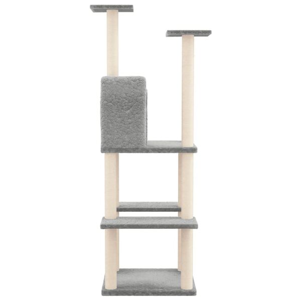 vidaXL Arbre &agrave; chat avec griffoirs en sisal Gris clair 144,5 cm