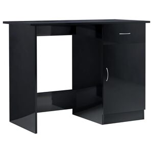 vidaXL Bureau Noir brillant 100 x 50 x 76 cm Agglom&eacute;r&eacute;