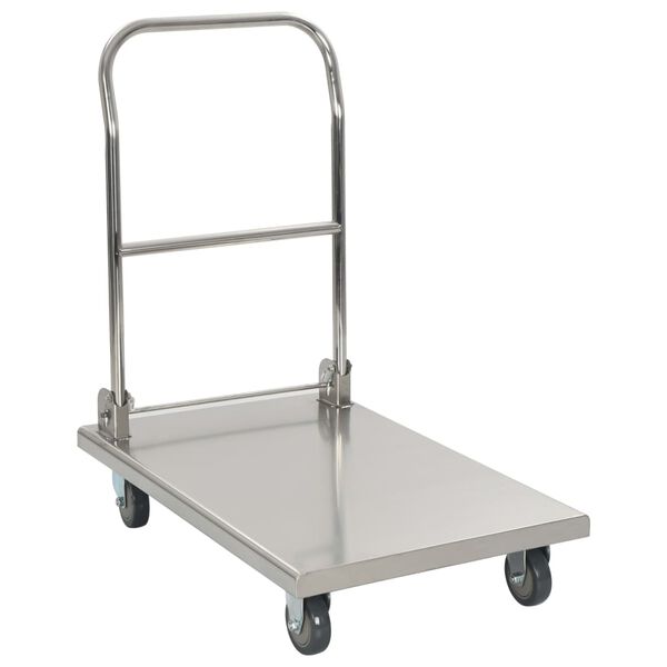 vidaXL Chariot &agrave; plateforme Argent&eacute; 82x53x86 cm Acier inoxydable