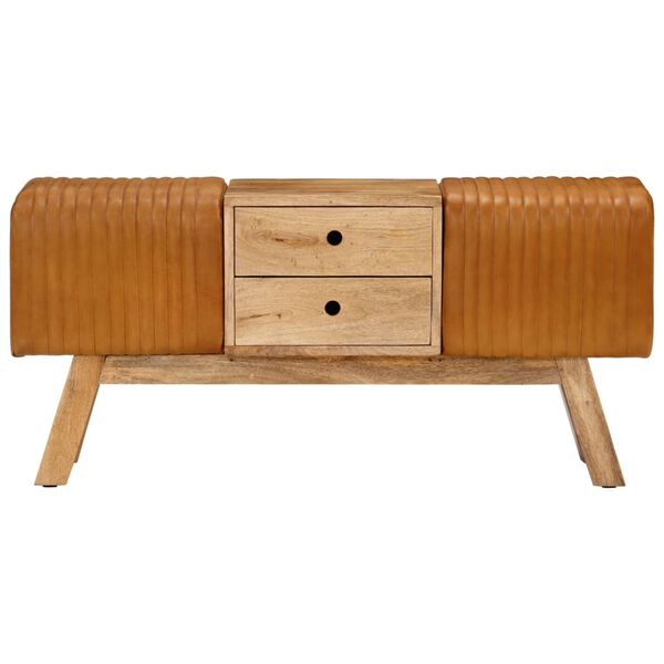 vidaXL Banc de bok Marron 107 cm Cuir de chèvre véritable