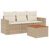 vidaXL Salon de jardin avec coussins 4 pcs beige r&eacute;sine tress&eacute;e