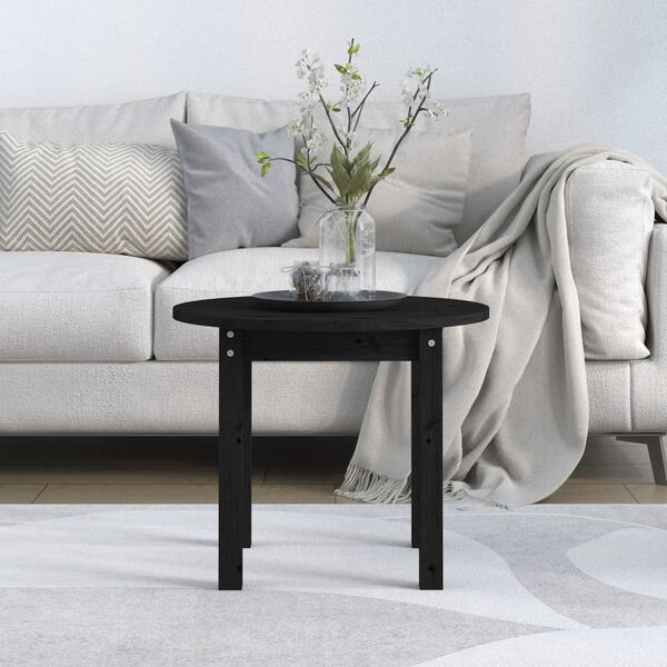 vidaXL Table basse Noir &Oslash; 55x45 cm Bois massif de pin