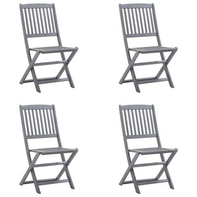 vidaXL Chaises pliables d'extérieur lot de 4 et coussins Bois d'acacia