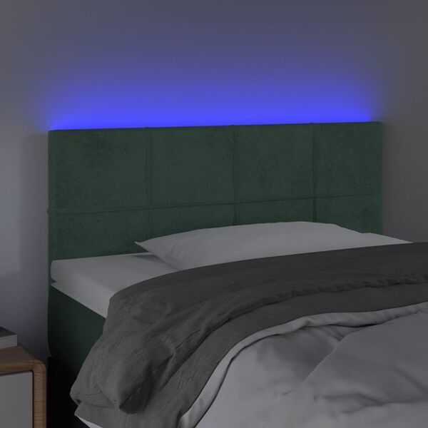 vidaXL T&ecirc;te de lit &agrave; LED Vert fonc&eacute; 100x5x78/88 cm Velours