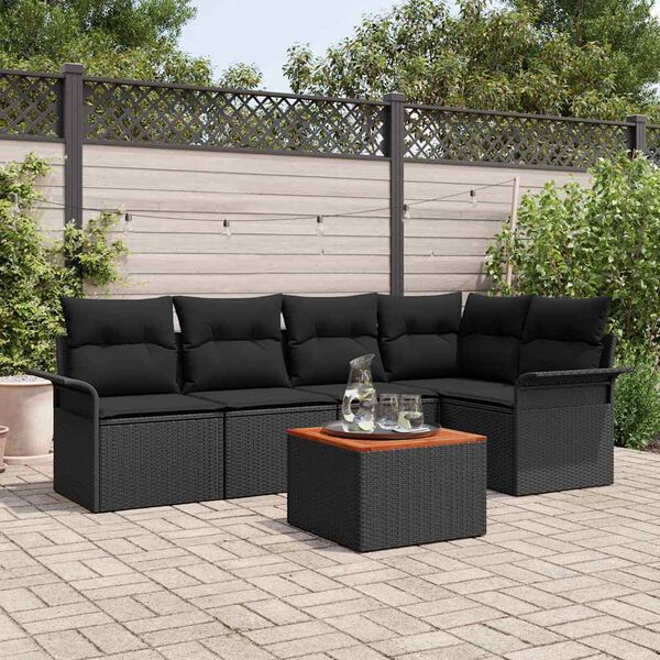 vidaXL Ensemble de canap&eacute; de jardin avec stockage 6 pcs Noir polyrotin