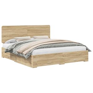 vidaXL Cadre de lit Ch&ecirc;ne Sonoma 200 x 200 cm Bois d'ing&eacute;nierie
