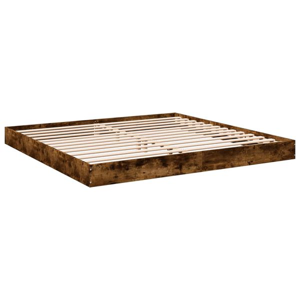vidaXL Cadre de lit sans matelas ch&ecirc;ne fum&eacute; 200x200 cm bois ing&eacute;nierie