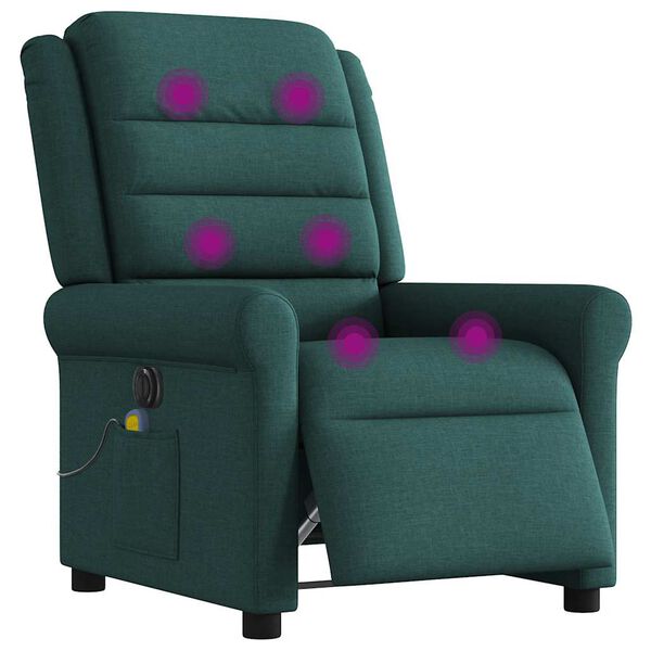 vidaXL Fauteuil de massage inclinable &eacute;lectrique Vert fonc&eacute; Tissu
