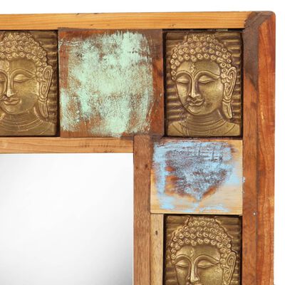 vidaXL Miroir avec revêtement Bouddha 50x50 cm Bois de récupération