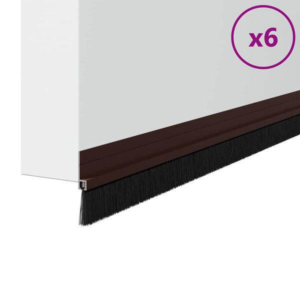 vidaXL Brosses de porte adh&eacute;sives 6 pcs Marron 100 cm
