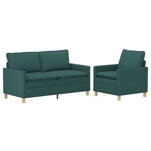 vidaXL Ensemble de Canap&eacute;s 2 pc Vert fonc&eacute; Tissu