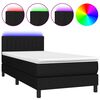 vidaXL Sommier &agrave; lattes de lit avec matelas et LED Noir 90x190cm Tissu
