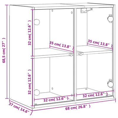 vidaXL Armoire murale avec portes en verre noir 68x37x68,5 cm