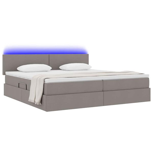 vidaXL Lit avec rangement et LED Taupe 200 x 200 cm Polyester