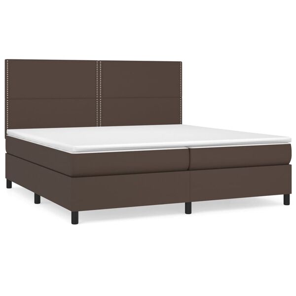 vidaXL Sommier &agrave; lattes de lit avec matelas Marron 200x200 cm