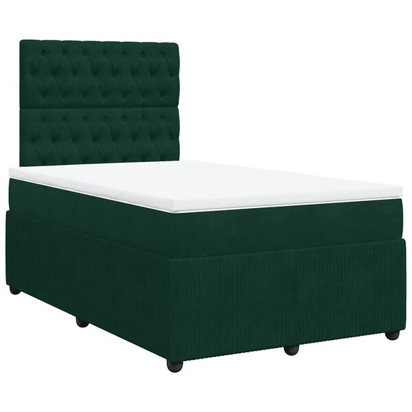 vidaXL Sommier &agrave; lattes de lit et matelas Vert fonc&eacute; 120x200cm Velours