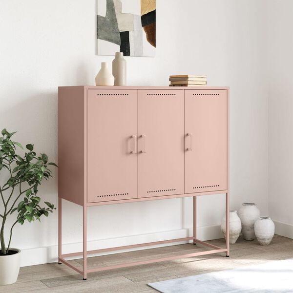 vidaXL Buffet haut rose 100,5x39x107 cm acier