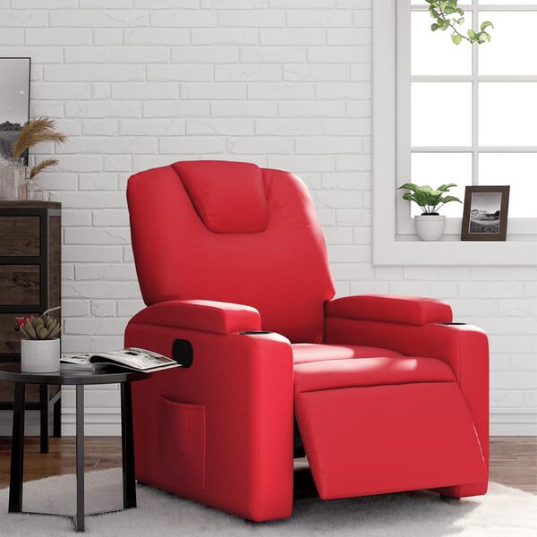 vidaXL Fauteuil inclinable &eacute;lectrique Rouge Similicuir
