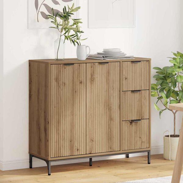 vidaXL Buffet chêne artisanal 89,5 x 33 x 82 cm Bois d'ingénierie