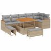 vidaXL Ensemble de canap&eacute; de jardin 9 pc Beige polyrotin