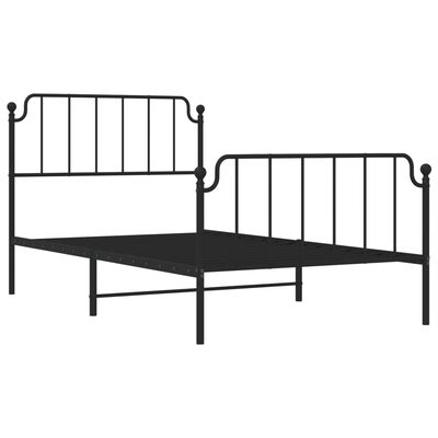 vidaXL Cadre de lit métal sans matelas avec pied de lit noir 107x203cm