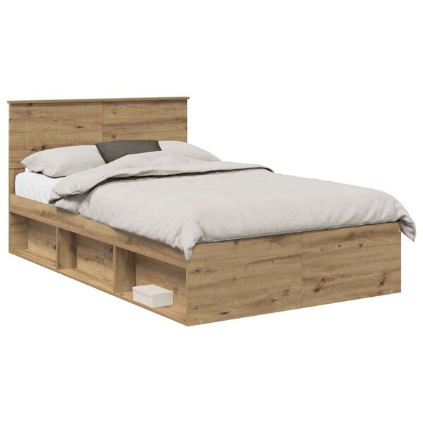vidaXL Cadre de lit Ch&ecirc;ne artisan 135 x 190 cm Bois d'ing&eacute;nierie
