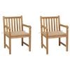 vidaXL Chaises de jardin lot de 2 et coussins beige Bois teck massif