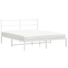 vidaXL Cadre de lit m&eacute;tal sans matelas et t&ecirc;te de lit blanc 160x200 cm