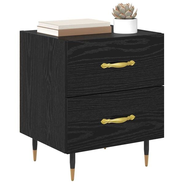 vidaXL Cabinet de chevet avec tiroir Ch&ecirc;ne noir 40 x 35 x 47,5 cm