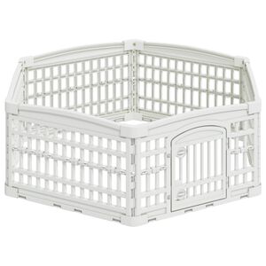 vidaXL Parc de Jeu pour Chiens &agrave; 6 Panneaux Blanc 122 x 106 x 40 cm