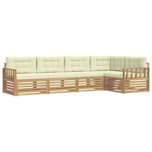 vidaXL Ensemble de canap&eacute;s d'ext&eacute;rieur 6 pc Blanc et cr&egrave;me Polyester