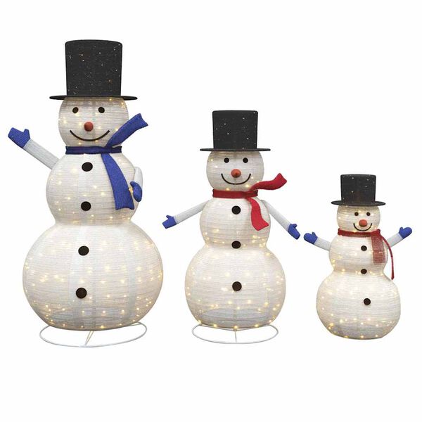 vidaXL Famille de bonhommes de neige de Noël 3 pcs Blanc chaud