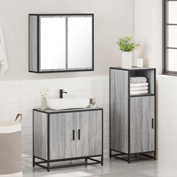 vidaXL Ensemble de meubles de salle de bain 3 pcs Sonoma gris