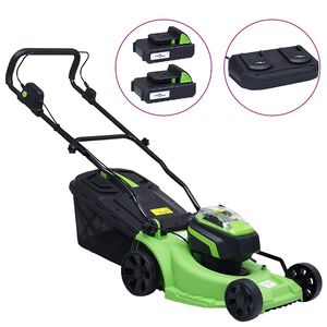vidaXL Tondeuse &agrave; gazon sans fil avec 2 bloc-piles 20V 2000 mAh Li-ion