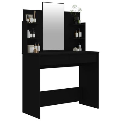 vidaXL Coiffeuse avec miroir noir 96x40x142 cm