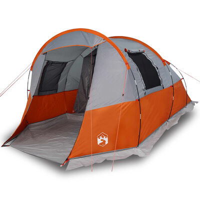 vidaXL Tente de camping tunnel 4 personnes gris et orange imperméable