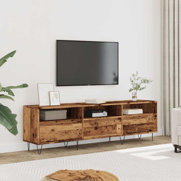 vidaXL Meuble TV vieux bois 150x30x44,5 cm bois d'ing&eacute;nierie