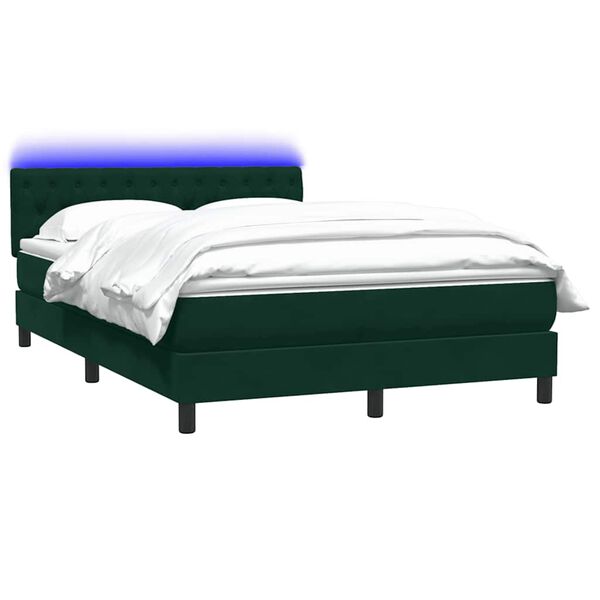 vidaXL Sommier &agrave; lattes de lit et matelas et LED vert fonc&eacute; 160x220cm velours