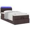 vidaXL Lit ottoman avec matelas et LED marron fonc&eacute; 90x200 cm tissu