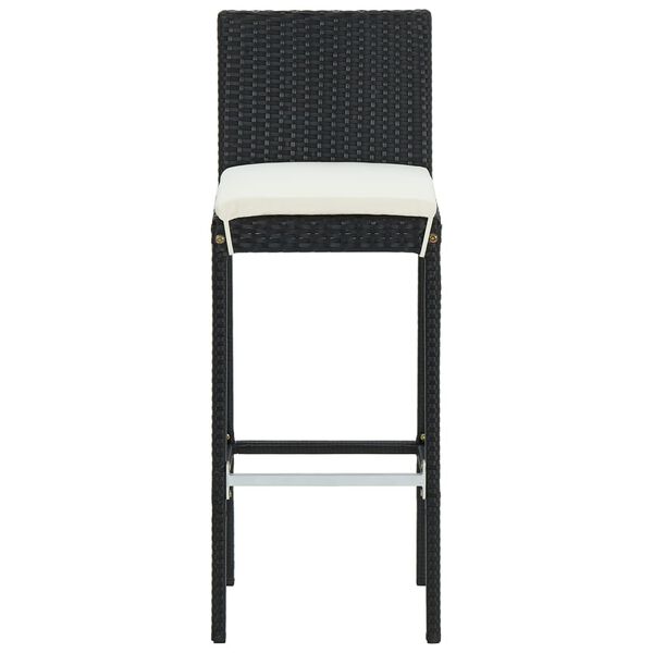 vidaXL Tabourets de bar avec coussins lot de 6 noir r&eacute;sine tress&eacute;e