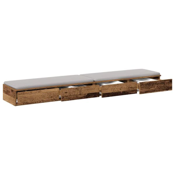 vidaXL Tiroirs de lit avec tiroir Bois ancien 180 x 36,5 x 16,5 cm