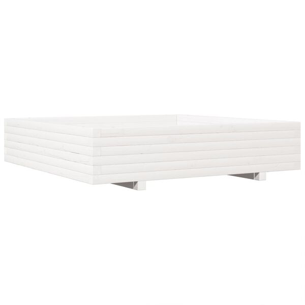 vidaXL Jardini&egrave;re blanc 110x110x26,5 cm bois de pin massif