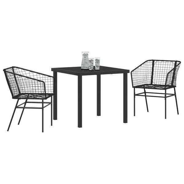 vidaXL Ensemble de salle à manger pour jardin 5 pcs Noir polyrotin