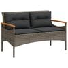 vidaXL Banc de jardin avec coussins 116x62,5x74 cm gris r&eacute;sine tress&eacute;e