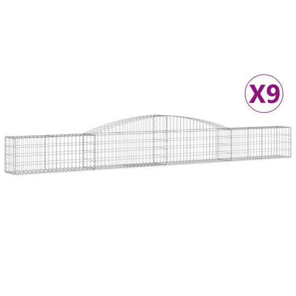 vidaXL Paniers &agrave; gabions arqu&eacute;s 9 pcs 400x30x40/60 cm Fer galvanis&eacute;