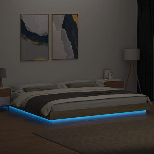 vidaXL Cadre de lit avec lumi&egrave;res LED sans matelas 200x200 cm