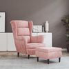 vidaXL Fauteuil &agrave; oreilles avec tabouret rose velours