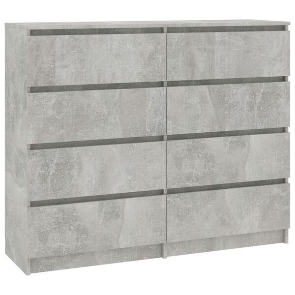 vidaXL Buffet &agrave; tiroirs gris b&eacute;ton 120x35x99 cm bois d'ing&eacute;nierie