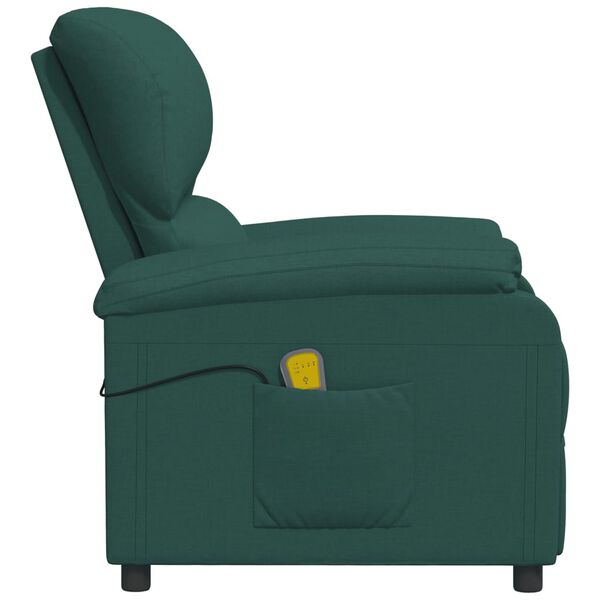 vidaXL Fauteuil de massage Vert fonc&eacute; Tissu