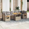 vidaXL Salon de jardin avec coussins 8 pcs beige r&eacute;sine tress&eacute;e acacia